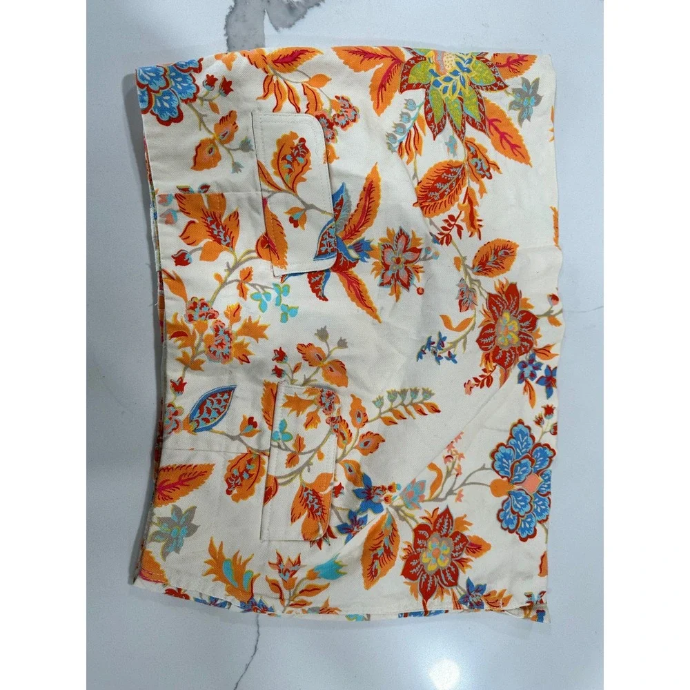 EXPRESS‎ Stretch Floral Print Mini Skirt Women Size 5 6 Cream Orange Blue